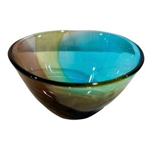 Vintage Postmodern Murano Bowl Blue Purple Gold Fleck Console Bowl